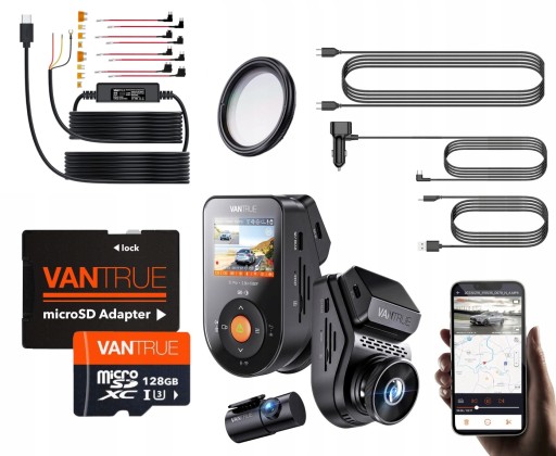 VANTRUE S1 PRO 2-канальный рекордер SONNET 1 + 128 ГБ + АДАПТЕР ACC + ФИЛЬТР CPL