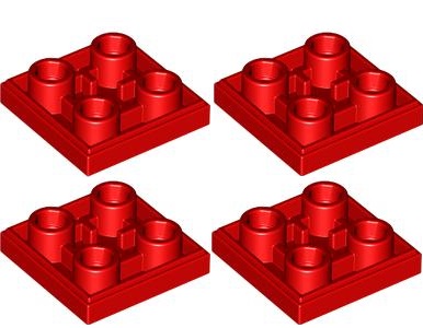 LEGO Płytka Płaska 2x2 Odwrócona Czerwona (11203/6013868) x4