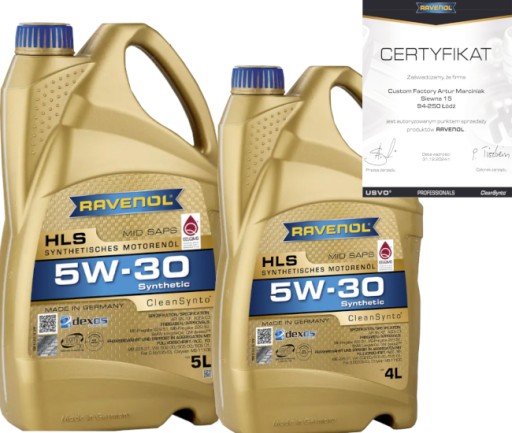 RAVENOL HLS 5W30 9L BMW LL-04 MB 229.52 GM DEXOS2 + ПІДВІСКА