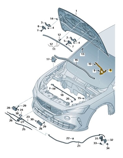 5FF823302 - ПЕТЛЯ КАПОТА ПРАВА СТОРОНА CUPRA FORMENTOR OE