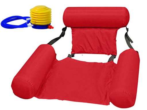 ПЛАВАЮЧИЙ МАТРАЦ-КРІСЛО ДЛЯ ПЛЯЖНОГО БАСЕЙНУ + Ножний насос Top-Artshop MED-POMP
