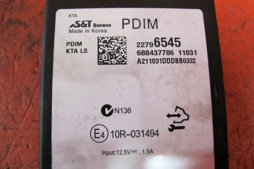 CHEVROLET CRUZE J300 ORLANDO module control unit PDIM 22796545