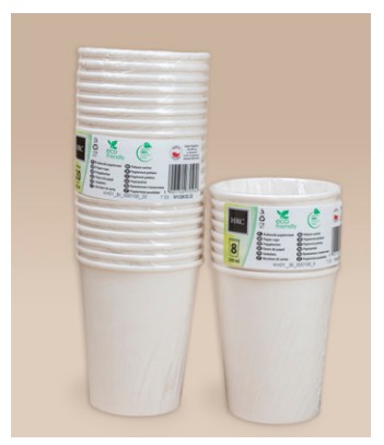 Biele papierové poháre biologicky rozložiteľné ECO 250ml 8 ks
