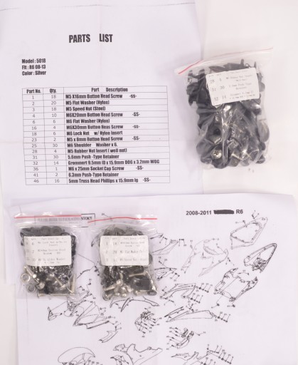 R60814 - Yamaha YZF-R6 08-14 RJ15 - болты обтекателя KPL