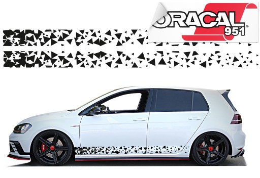 Наклейка полоса на стороне автомобиля треугольники 220X14CM