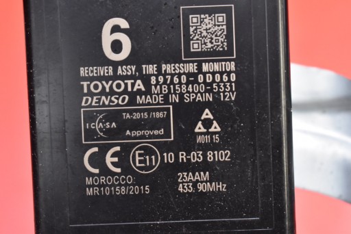 Centralina modulo pressione pneumatici, gomme 89760-0D060 TOYOTA YARIS 3 III 17-19