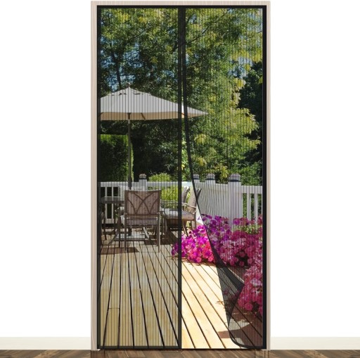 Moskitiera magnetyczna do drzwi osłona przed owadami 110 x 230cm czarna