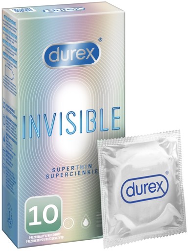 Vlhčené kondómy Prispôsobené DUREX Invisible 10 ks Ultra TENKÁ