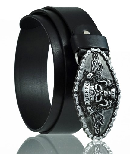 КОЖАНЫЙ РЕМЕШОК ДЛЯ БРЮК 4 СМ ЧЕРНЫЙ БАЙКЕР