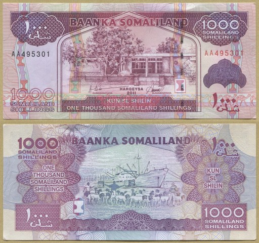 -- SOMALILAND 1000 SHILLINGS 2011 AA P20a UNC-