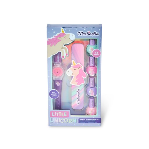 MARTINELIA Little Unicorn Watch\u0026Manicure Set 4 лаки для нігтів + \u200b\u200bпилка для нігтів + \u200b\u200bгодинник з блиском для губ