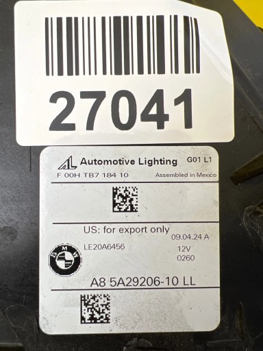 light right BMW X3 G01 X4 G02 Lift Black 5A29206-10