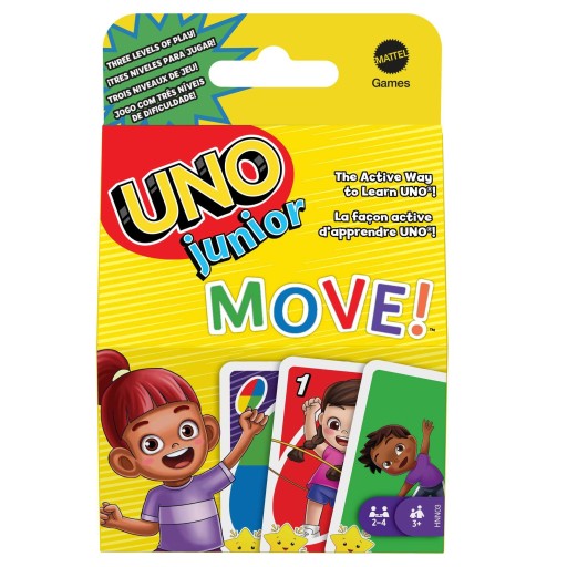 Mattel Games UNO Junior Move Kids Card Game with Action Rules for Family Ni