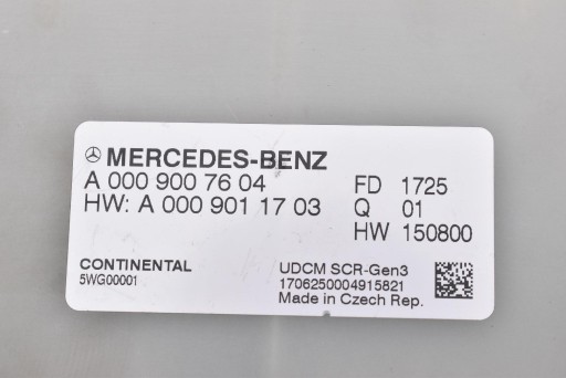 control unit module of the gas SCR A0009007604 MERCEDES E-KLASA W213 2.0 CDI 194 KM