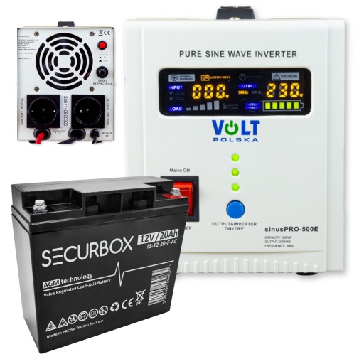 Источник бесперебойного питания ups volt sinus pro-500e с аккумулятором agm 20 ач, с центральным отоплением