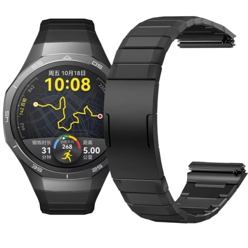 🔥⌚️ Okazja! Tytanowa Bransoleta Premium do Huawei Watch GT 5 Pro 46mm - Czarna Elegancja!