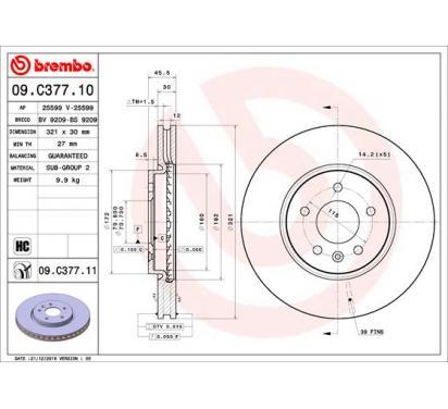 09.C377.11 - ТОРМОЗНОЙ ДИСК BREMBO 321X30 V OPEL ASTRA