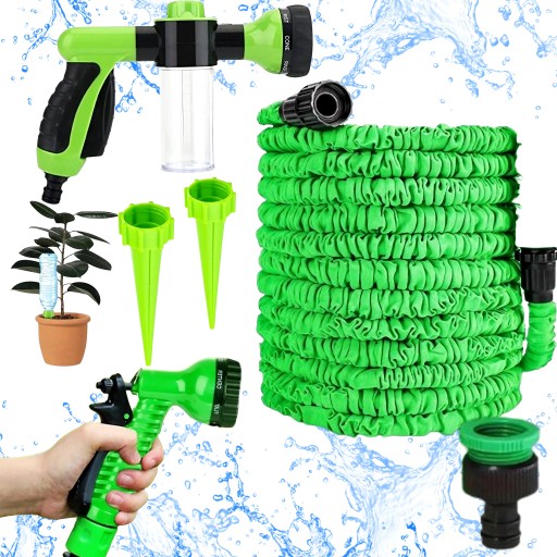 САДОВЫЙ ШЛАНГ, ВЫДВИЖНОЙ ДОЖДЕВАТЕЛЬ + 2 ПИСТОЛЕТА + СОЕДИНИТЕЛЬ + 2 ПОЛИВАНИЯ =