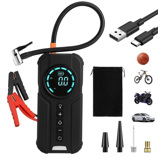 АВТОМОБИЛЬНЫЙ СТАРТЕР С ВОЗДУШНЫМ НАСОСОМ 1000А И ЖК-ДИСПЛЕЕМ