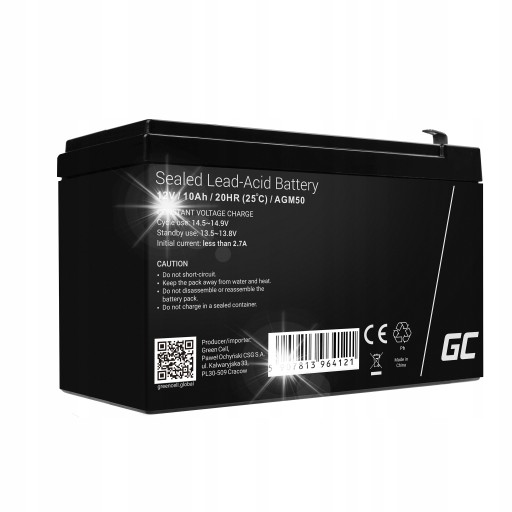 Зелена батарея agm vrla 12v 10ah