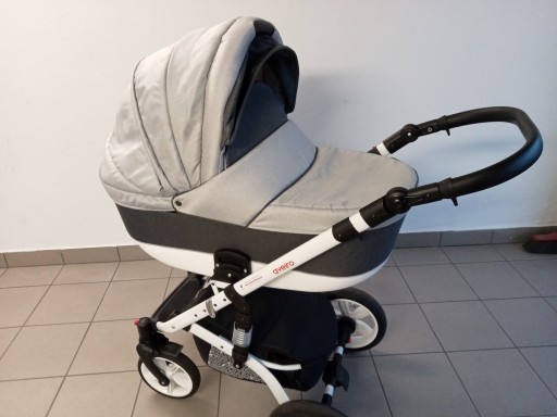 Парасолька до коляски Babe Boss Aveiro, сіро-білий, 4в1, 40 см, срібний
