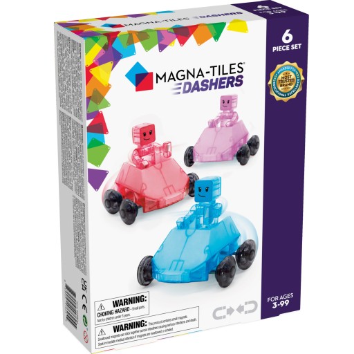 MAGNA-TILES Magnetyczne Samochodziki Dashers 6 el. 3 Samochody 3 Ludziki