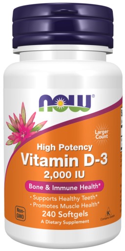 NOW Foods VITAMIN D3 IMUNITA KOSTI vitamin D3 2000 IU 240 sgels
