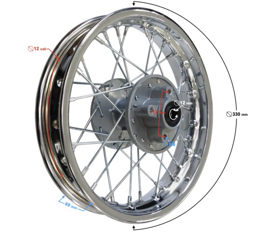 5916312049567 - ЗАДНИЙ ОБОД 12X1,85 (РАССТОЯНИЕ 67 ММ) DIRT BIKE