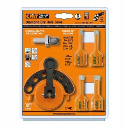 CMT 552-501-06 НАБІР АЛМАЗНИХ СВЕРДЛ 6 шт.