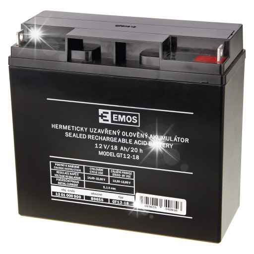 Акумулятор 12v 18ah 18.1x7.7x16.7 см, emos b9655, akuz12v/18ah emos
