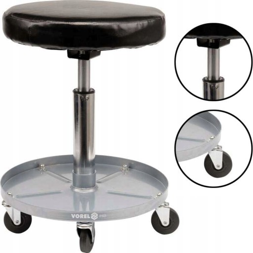 СТУЛ ДЛЯ МАСТЕРСКОЙ НА КОЛЕСАХ, РЕГУЛИРОВКА ВЫСОТЫ