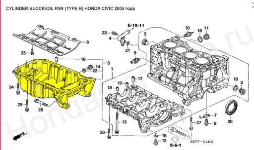 11200PRB000 - Honda Civic 2.0 Type-R EP3 алюминиевый поддон PRB