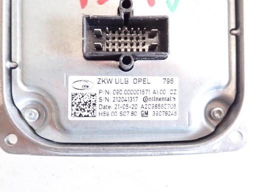 control unit module lights OPEL ASTRA V K 2016- 39078245