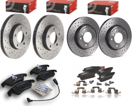 BREMBO ДИСКИ ПРЕДВАРИТЕЛЬНО ПРОСВЕРЛЕННЫЕ КОЛОДКИ ПЕРЕДНЯЯ ЗАДНЯЯ AUDI