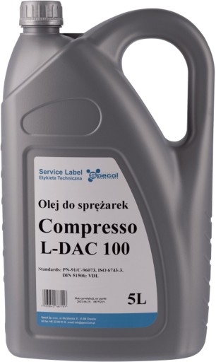 SPECOL COMPRESSO L-DAC 100 5L МАСЛО / ДЛЯ КОМПРЕССОРОВ SPECOL