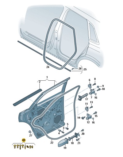 83A098620 - Комплект крепежных элементов задней двери AUDI Q3 ASO