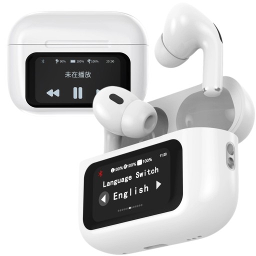 Słuchawki Bezprzewodowe Douszne Dokanałowe Bluetooth Białe Wyświetlacz Led