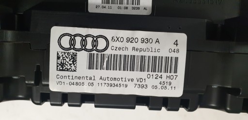dials dials AUDI A1 8X 2009- 8X0920930A