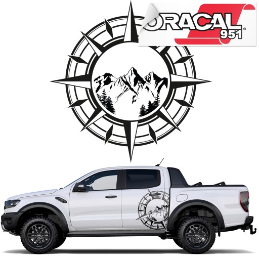 Автомобільна бічна наклейка Роза Вітрів 60x60cm 951