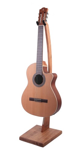 Stabilný drevený stojan na gitaru - hnedý