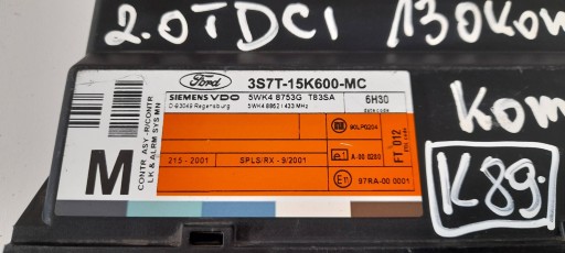 Ford Mondeo MK III 2,0TDCI comfort control unit 3S7T15K600MC (K89)