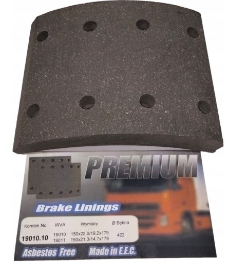 19010.10 - DAF 95XF 75-85CF 65 ГАЛЬМІВНІ НАКЛАДКИ WVA19010