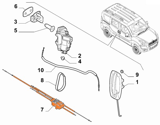 Pravé posuvné dvere Fiat Doblo 09-12