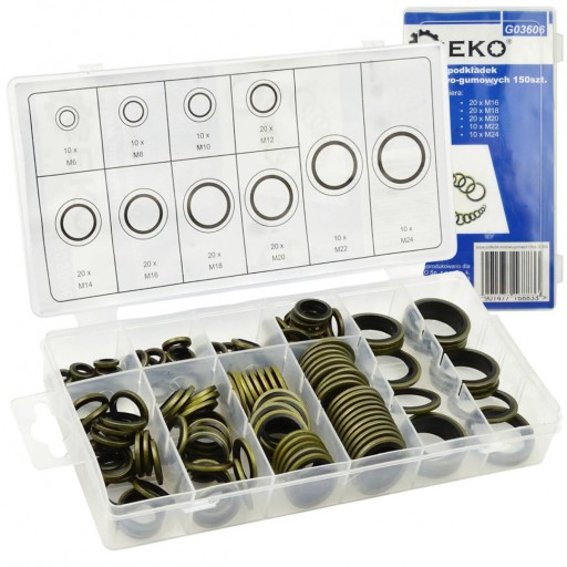 НАБІР ШАЙБ МЕТАЛЕВИХ І ГУМОВИХ 150 ШТ