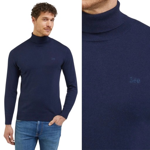 Lee HIGH NECK KNIT Sky Captain TMAVOMODRÁ GOLF REGULAR FIT M