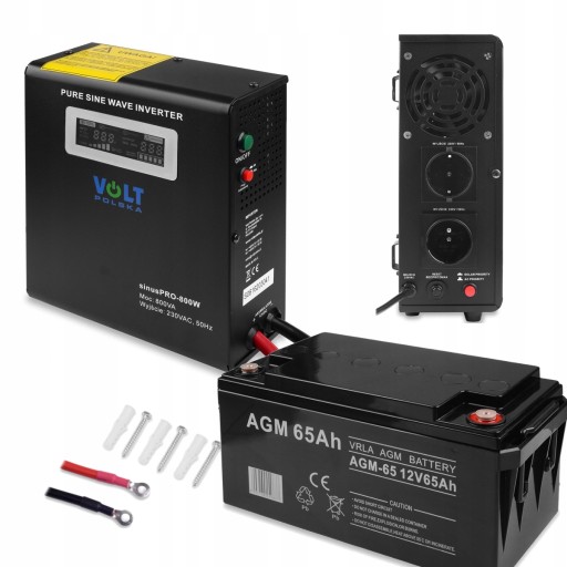 Настенный источник бесперебойного питания ups sinus pro 800 вт + аккумулятор agm 65 ач