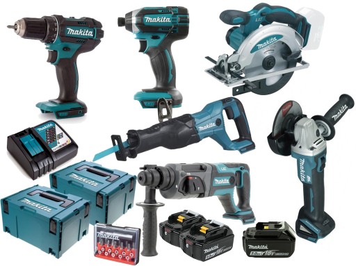 MAKITA комбо набір 6 інструментів 18V батареї 3 * 5ah
