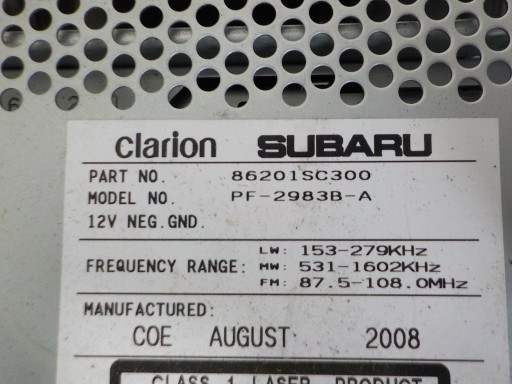 SUBARU FORESTER III SH RADIO Fabrique 86201SC300