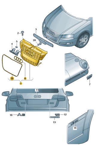 НОВА ОРИГІНАЛЬНА AUDI OE Решітка 8P0853651M1QP