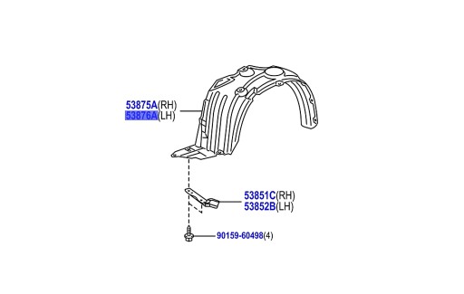 A53876-0D130 - YARIS II 08-11 КОЛІСНА АРКА ПЕРЕДНЯ ПЕРЕДНЯ ЛІВА